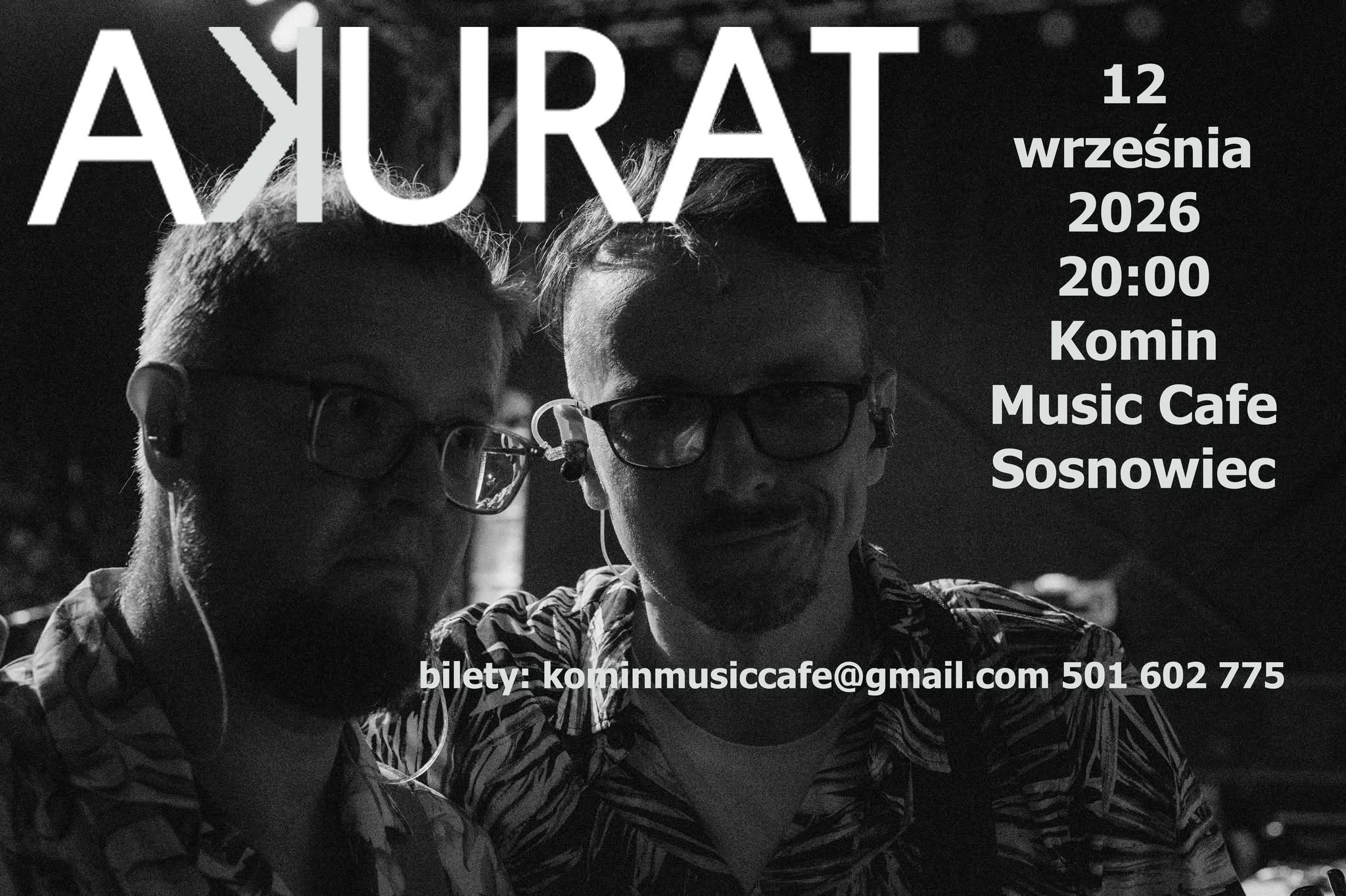 plakat koncertu Akurat, Siaki i Adsu w Komin Music Cafe w Sosnowcu