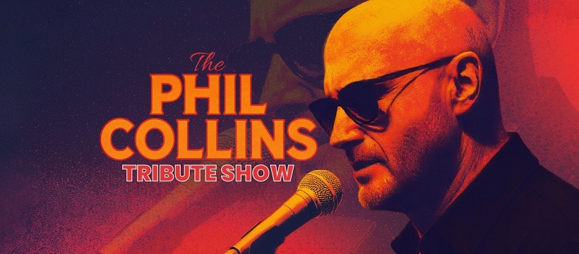 Plakat „The Phil Collins Tribute Show” – koncert hołdowy z muzyką Phila Collinsa i Genesis w Komin Music Cafe w Sosnowcu, live band i klimatyczny wieczór.